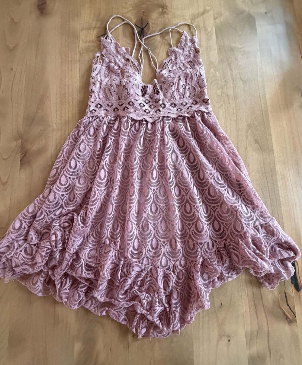 Free People FP One "Adella" Burnout Slip Mini Dress Lace Crochet S